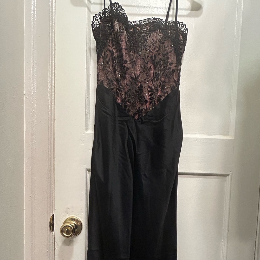 house of cb black lace sparkling silk dress